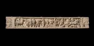 Sarcophagusdeksel met de Belegering van Troje, ca. 200 n.Chr. (marmer)